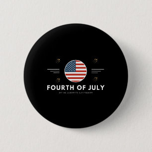 Chapa Redonda De 5 Cm 4 De Julio Bandera Estadounidense Usa