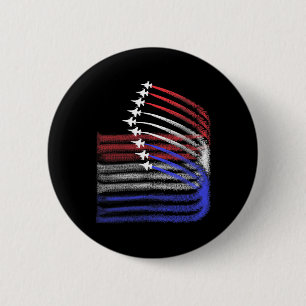 Chapa Redonda De 5 Cm 4 De Julio Bandera Jet Estadounidense Patriótica E