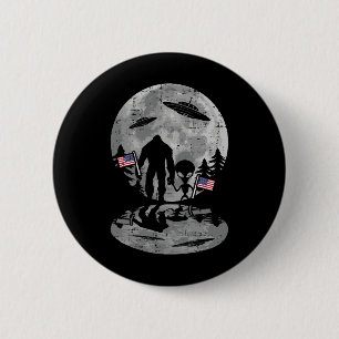Chapa Redonda De 5 Cm 4 De Julio Bigfoot Alien Ufo Graciosa Mujer Patrió