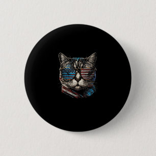 Chapa Redonda De 5 Cm 4 de julio Cat Bandera Americana Patri
