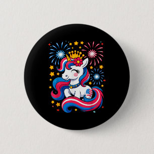 Chapa Redonda De 5 Cm 4 De Julio Chicas Unicornios Niños Pequeños Americ