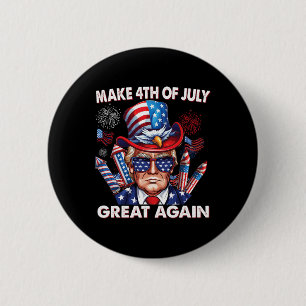 Chapa Redonda De 5 Cm 4 De Julio De Nuevo, Gran 4 De Julio Trump