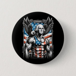 Chapa Redonda De 5 Cm 4 De Julio Funny Patriótico George Washington Juli