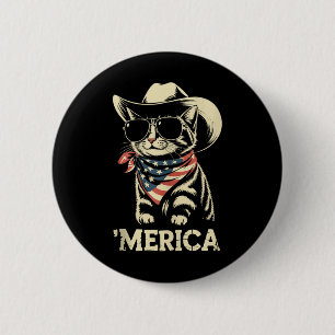 Chapa Redonda De 5 Cm 4 De Julio Gato Cowboy Merica Kitten Patriot Boys