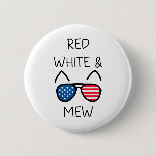 Chapa Redonda De 5 Cm 4 De Julio Gato Enamorado De Blanco Rojo Y Mew Usa