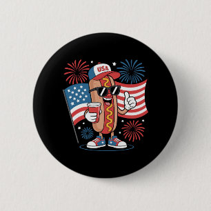 Chapa Redonda De 5 Cm 4 De Julio Hotdog American Flag Patriotic Firewor