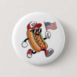 Chapa Redonda De 5 Cm 4 de julio Hotdog American Independence 1776