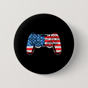 Chapa Redonda De 5 Cm 4 de julio Juego de Video Gamer Bandera EEUU Niños