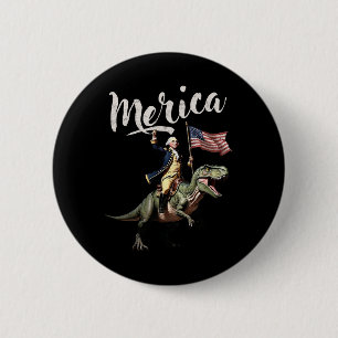 Chapa Redonda De 5 Cm 4 De Julio Merica George Washington Riding A Dino
