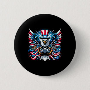 Chapa Redonda De 5 Cm 4 De Julio Videojuego Bald Eagle Bandera Americana