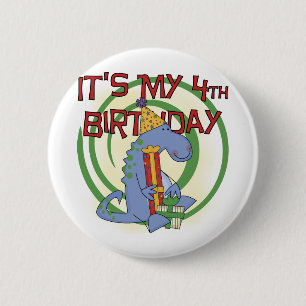 Chapa Redonda De 5 Cm 4tas camisetas y regalos del cumpleaños del dinosa