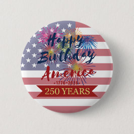 Chapa Redonda De 5 Cm 4th of July Happy Birthday America USA 250th