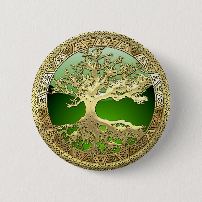 Chapa Redonda De 5 Cm [500] Árbol celta de vida [Oro] (Anverso)