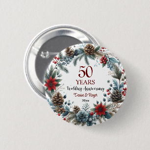Chapa Redonda De 5 Cm 50.º Aniversario del Boda de Oro Elegante Invierno