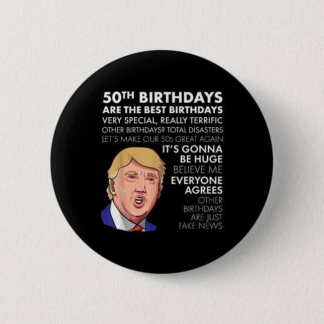 Chapa Redonda De 5 Cm 50.º Regalo de cumpleaños Gracioso Trump Cita Cami (Anverso)