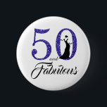 Chapa Redonda De 5 Cm 50 and Fabulous Birthday Party<br><div class="desc">Celebrate turning 50 in style with this elegant 50th birthday design. 50 and fabulous in dark blue glitter and black and white with dancing silhouette. Matching products and other colors are available in our shop. Custom requests are welcome.</div>