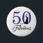 Chapa Redonda De 5 Cm 50 and Fabulous Birthday Party<br><div class="desc">Celebrate turning 50 in style with this elegant 50th birthday design. 50 and fabulous in dark blue glitter and black and white with dancing silhouette. Matching products and other colors are available in our shop. Custom requests are welcome.</div>