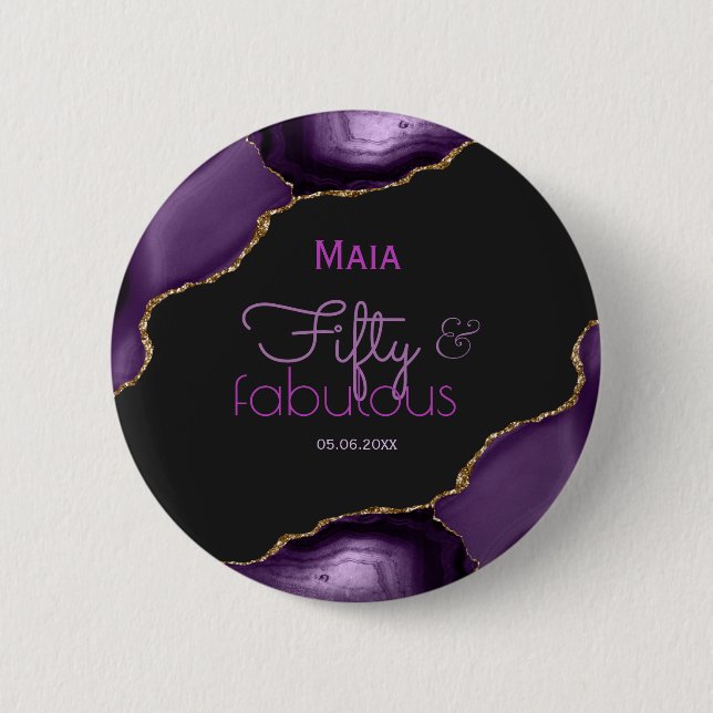 Chapa Redonda De 5 Cm 50 y fabuloso cumpleaños número 50 (Anverso)