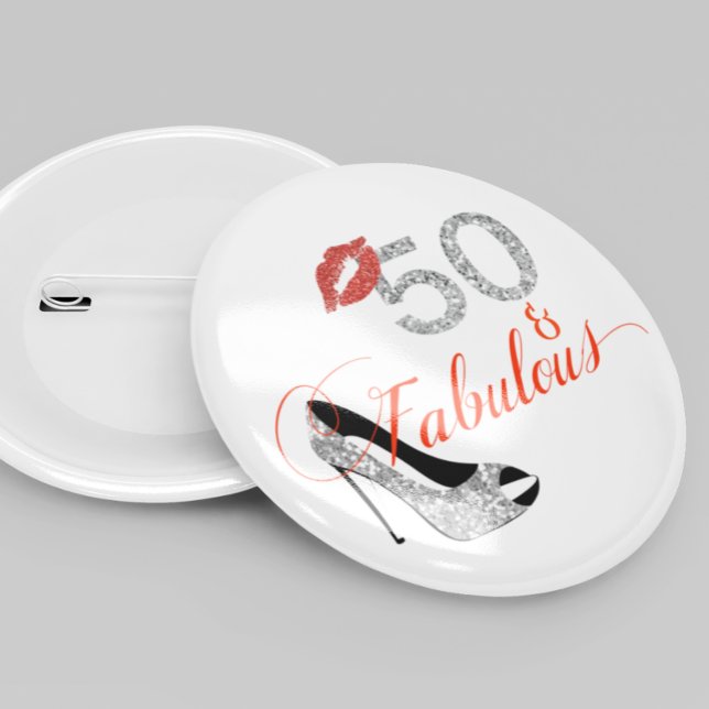 Chapa Redonda De 5 Cm 50 y Fabuloso Purpurina 50 cumpleaños (Subido por el creador)