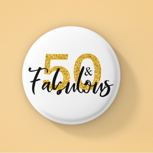 Chapa Redonda De 5 Cm 50 y Fabuloso Purpurina 50 cumpleaños (Subido por el creador)