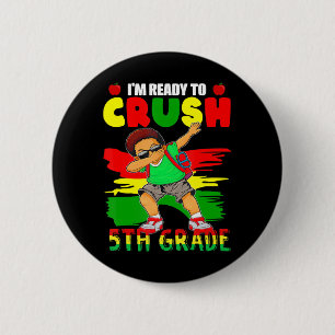 Chapa Redonda De 5 Cm 5.º grado Dabbing Black African Boys Back to Schoo