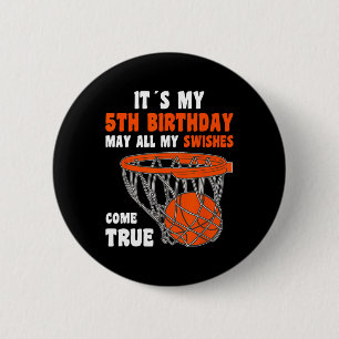 Chapa Redonda De 5 Cm 5 años Feliz quinto cumpleaños, Básquetbol