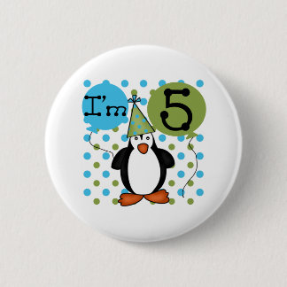 Chapa Redonda De 5 Cm 5to Cumpleaños del pingüino