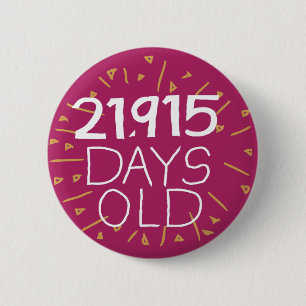 Chapa Redonda De 5 Cm 60.º alfiler de cumpleaños 60 años en los días ses