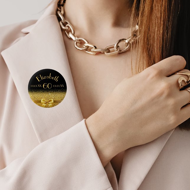 Chapa Redonda De 5 Cm 60.º monograma de oro negro (Subido por el creador)