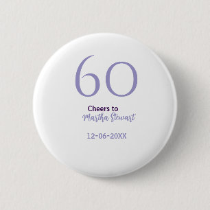 Chapa Redonda De 5 Cm 60 y fabuloso cumpleaños nombre fecha estilo púrpu