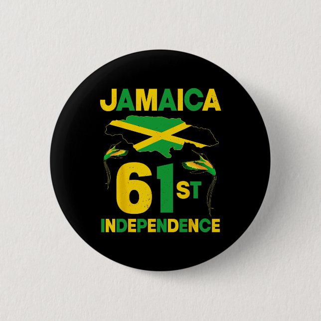 Chapa Redonda De 5 Cm 61° Día de la Independencia de Jamaica desde 1962  (Anverso)