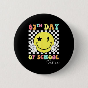 Chapa Redonda De 5 Cm 67º Día De La Escuela Cara Sonriente 67 Seis Siete