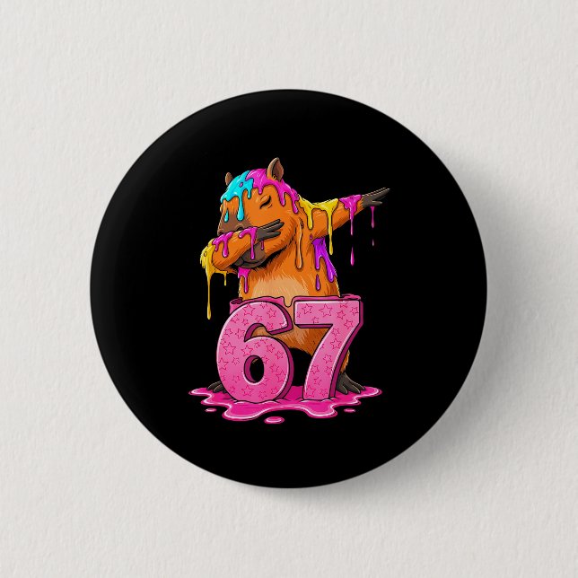 Chapa Redonda De 5 Cm 67 Animals Funny 67 Brainrot Youth Kids Capybara 6 (Anverso)