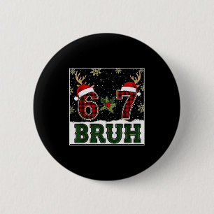 Chapa Redonda De 5 Cm 67 Bruh divertido Navidad Plaid Cuernos Sombrero d