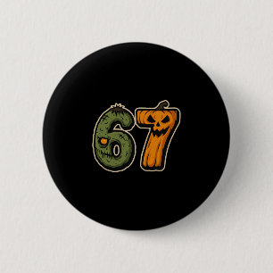 Chapa Redonda De 5 Cm 67 Calabaza Zombie Seis Siete Meme de Halloween