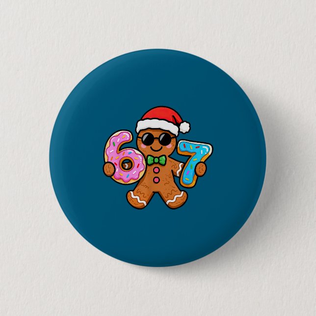 Chapa Redonda De 5 Cm 67 Christmas Gingerbread Six Seven Meme Gen Alpha  (Anverso)