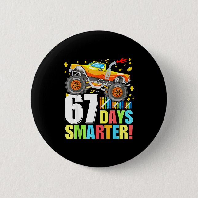 Chapa Redonda De 5 Cm 67 Days Of School Smarter Funny Six Seven Monster  (Anverso)
