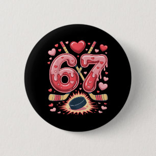 Chapa Redonda De 5 Cm 67 Diseño de corazón de hockey de San Valentín Hoc
