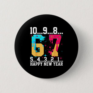 Chapa Redonda De 5 Cm 67 Feliz Año Nuevo Seis Siete Divertido Cuenta Reg