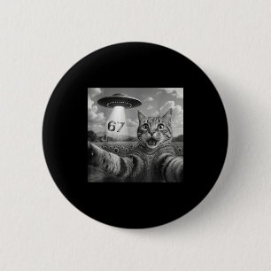 Chapa Redonda De 5 Cm 67 Gato Selfie Con Ovnis Alien Funny Cat Seis Siet