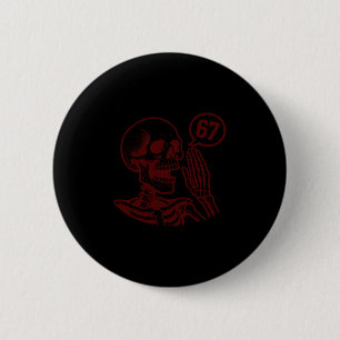 Chapa Redonda De 5 Cm 67 Halloween Esqueleto Seis Siete Meme Brainrot Di