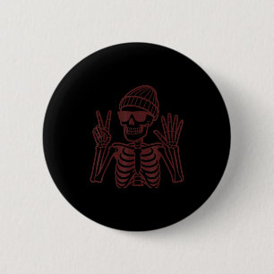 Chapa Redonda De 5 Cm 67 Halloween Esqueleto Signo de Paz Divertido Meme