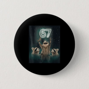 Chapa Redonda De 5 Cm 67 Mapache Meme Aullando A La Luna 6 7 Divertido R