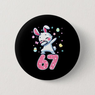 Chapa Redonda De 5 Cm 67 Meme 6 7 Conejo Dabbing Seis Siete Día de Pascu