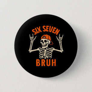 Chapa Redonda De 5 Cm 67 Meme 6 7 Divertido Halloween Esqueleto Rock On 