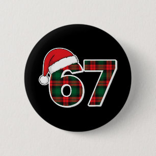 Chapa Redonda De 5 Cm 67 Meme divertido Navidad Cuadrillé Rojo Xmas Pija
