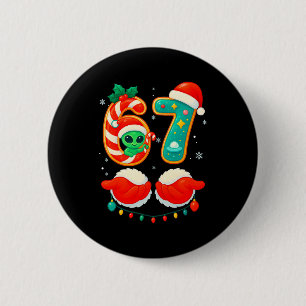Chapa Redonda De 5 Cm 67 Meme Navidad Divertido Alien Santa Seis Siete X