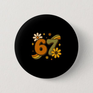 Chapa Redonda De 5 Cm 67 Meme Otoño Groovy Retro 70s Seis Siete Boho