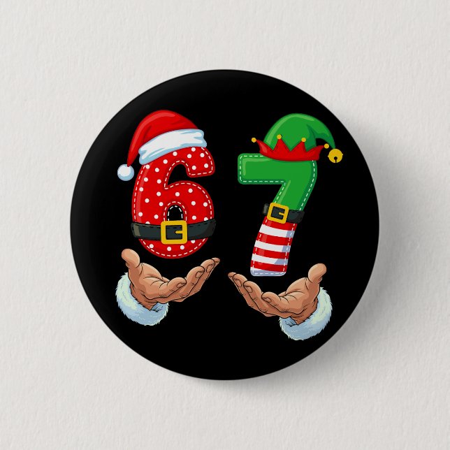 Chapa Redonda De 5 Cm 67 Meme Santa's Hands (Anverso)