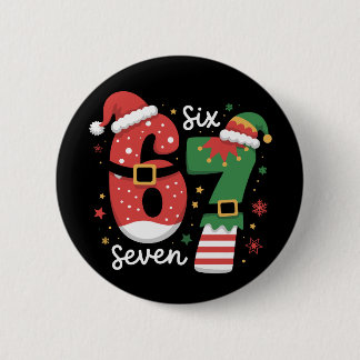 Chapa Redonda De 5 Cm 67 Meme Seis Siete Elfo Gorro de Navidad Santa